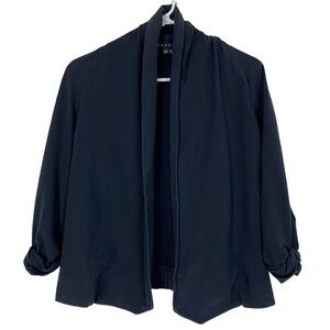 Theory Ashbey Jersey Knit Blazer Cardigan Women Size Small Gray Black 3/4 Sleeve